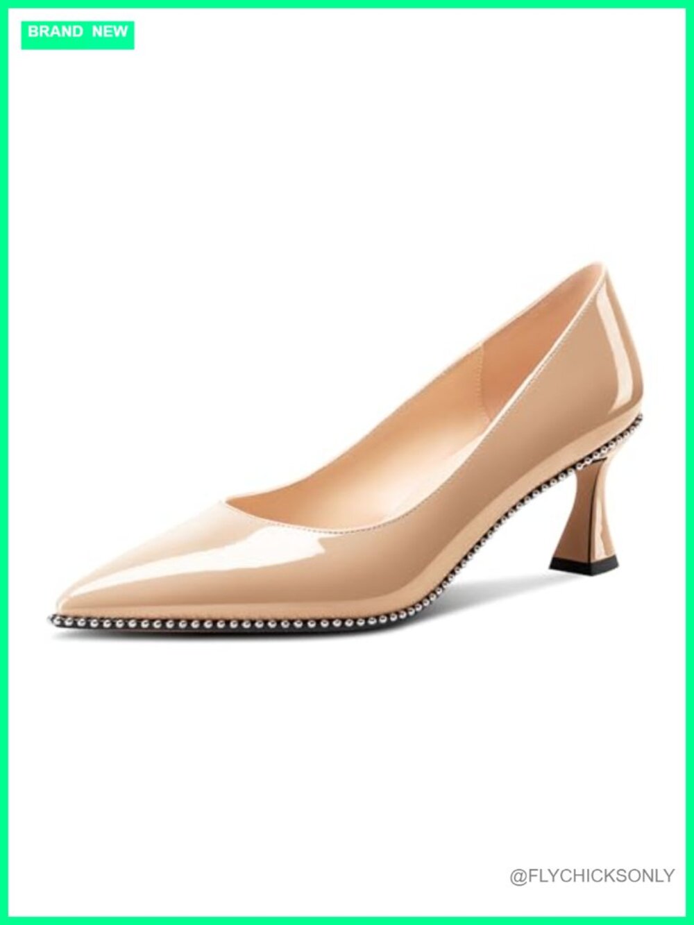 Silver Beaded Kitten Heel Pointed Toe Pumps Slip-On